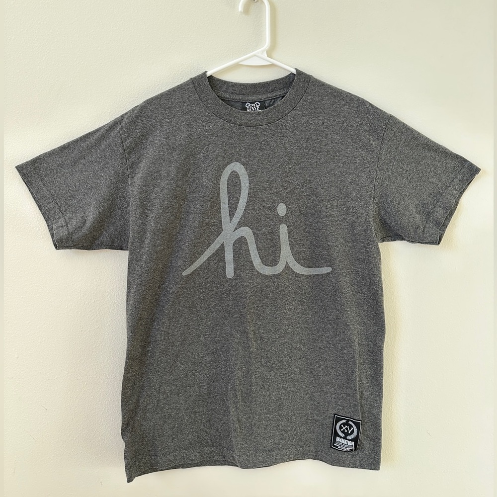 IN4MATION Dark Gray (Gray letter) HI SCRIPT TEE, Medium